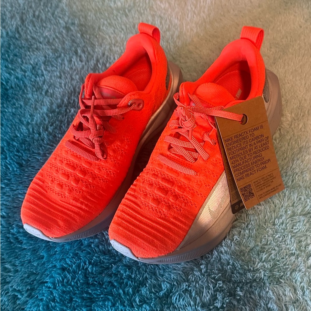 NEW Nike Infinity Run 4 Hyper Crimson/Silver NEON ORANGE Running Shoe Men's 6.5
